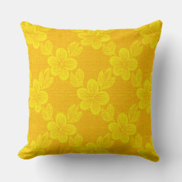 Almofada padrão amarelo de treliça floral