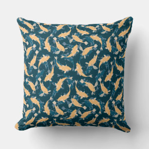 Almofada Padrão Amarelo e Azul - Peixe Koi