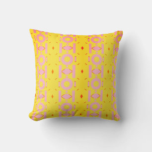 Almofada Padrão Amarelo e Rosa abstrato com Geometria