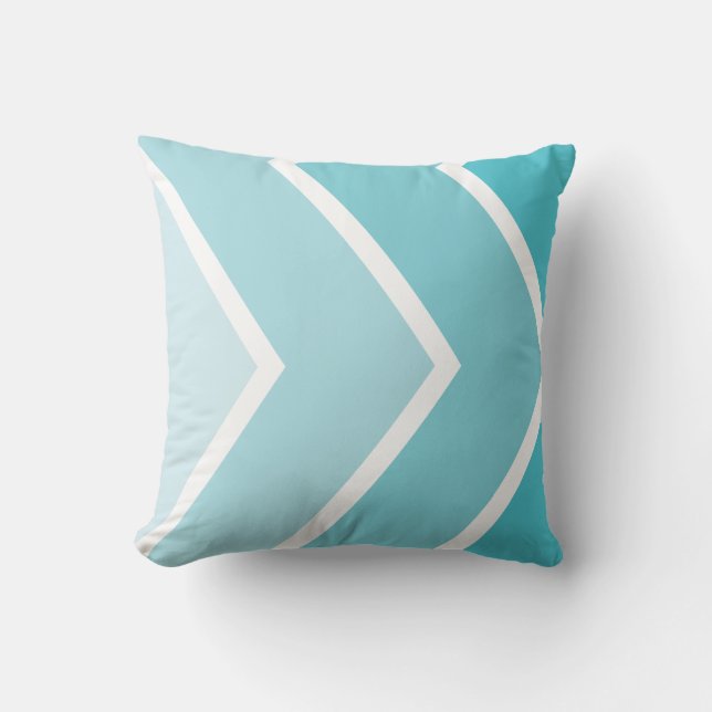 Almofada Padrão Aqua Ombré Chevron Stripes (Frente)