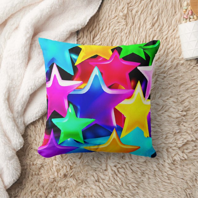 Almofada Padrão Arco-Íris 3D estrelado (Cobertor)