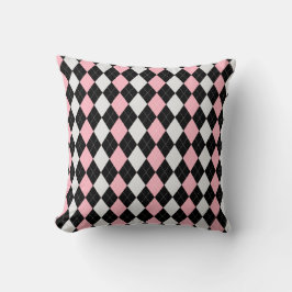 Almofada Padrão ARGYLE de Ouros de PINK Preto e BABY