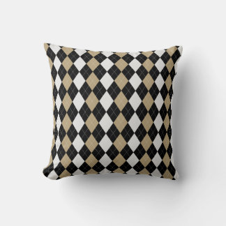 Almofada Padrão ARGYLE de Ouros Negros e BURLAP