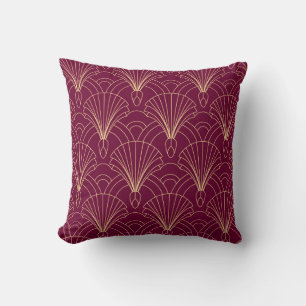 Almofada Padrão Art Deco com motivos de leque geométricos d