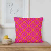 Padrão Artístico Ogee Ikat de Verão Laranja Neônio