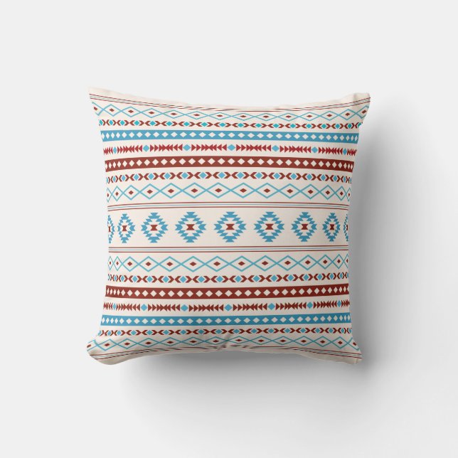 Almofada Padrão Aztec Blues Red Cream Mixed Motifs (Frente)