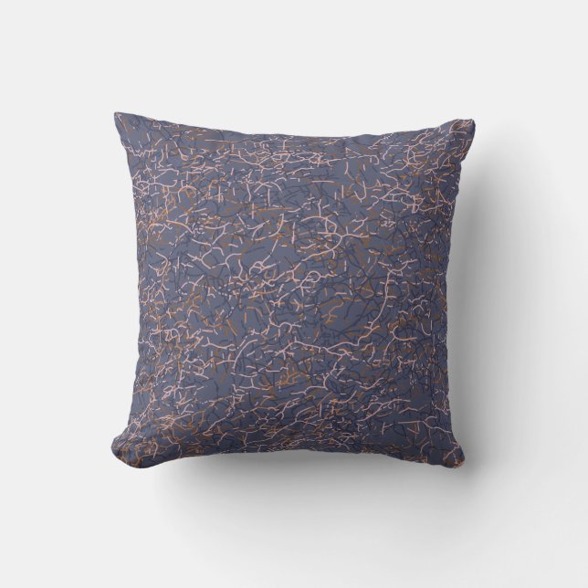 Almofada Padrão Azul de Arte de Thread Simples (Frente)