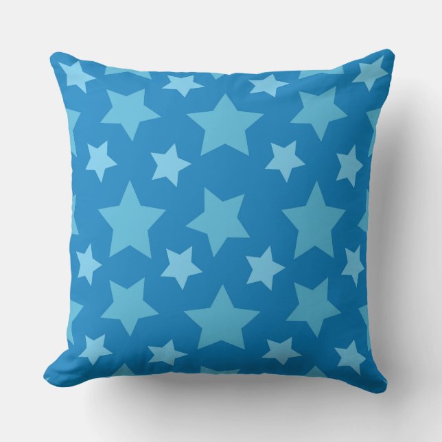 Almofada Padrão Azul Estrela Divertida para Design Alegre (Frente)