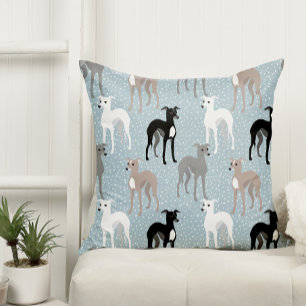 Almofada Padrão Azul Moderno dos Greyhounds Italianos