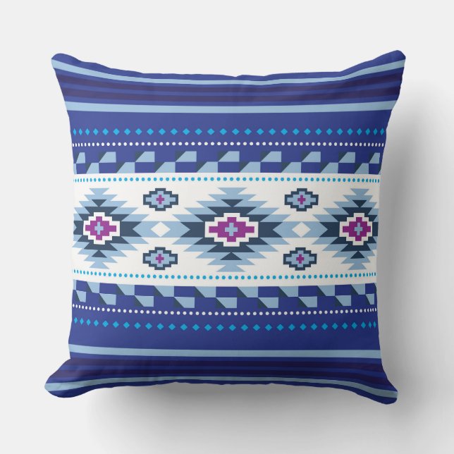 Almofada Padrão Azul Navajo (Frente)