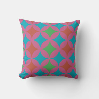 Almofada Padrão azul rosa verde Groovy Elétrico dos anos 70