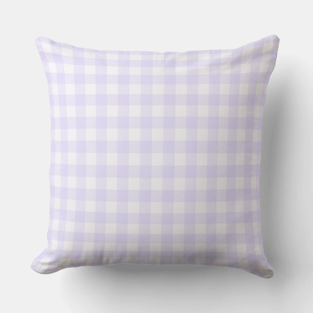Almofada Padrão Básico de Gingham de Lavanda Pálida Versão  (Frente)