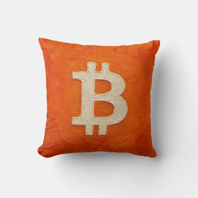 Almofada Padrão Bitcoin (Óleo, Estilo: 3) (Frente)