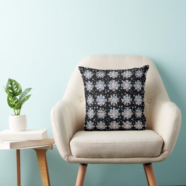 Almofada Padrão Blue Snowflake (Cadeira)