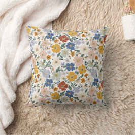 Almofada Padrão Boho de Prado de Flores Silvestres