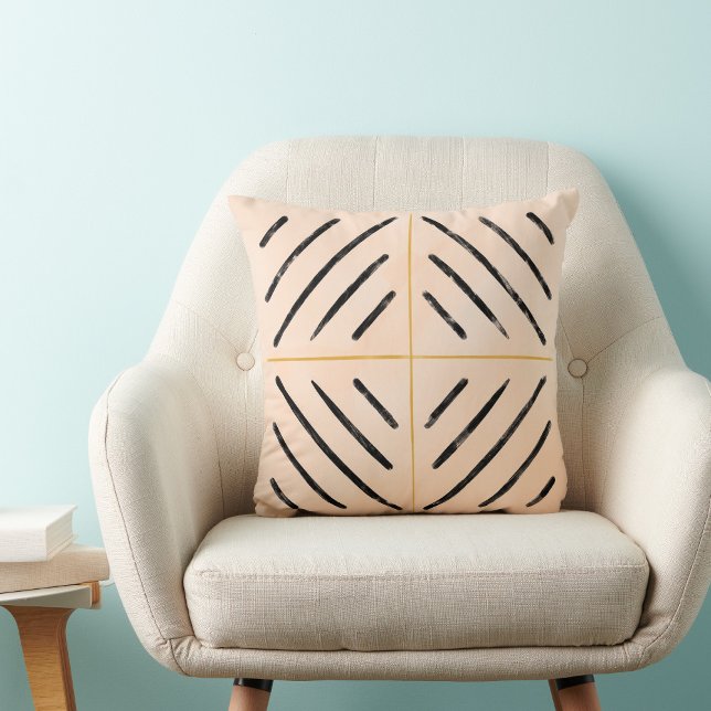 Almofada Padrão Boho preto neatral e feminino creme (Criador carregado)