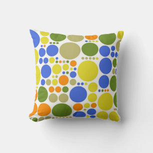 Almofada padrão Bolinhas Laranja verde azul
