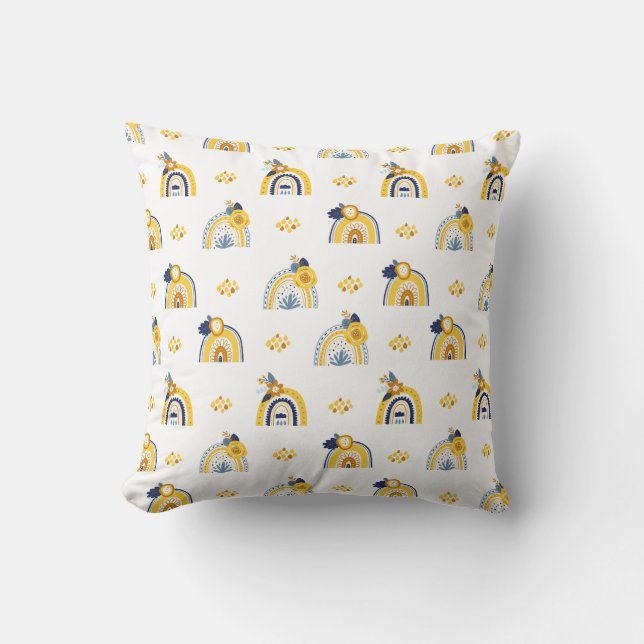 Almofada Padrão bonito de Verão do Arco-Íris Floral (Frente)