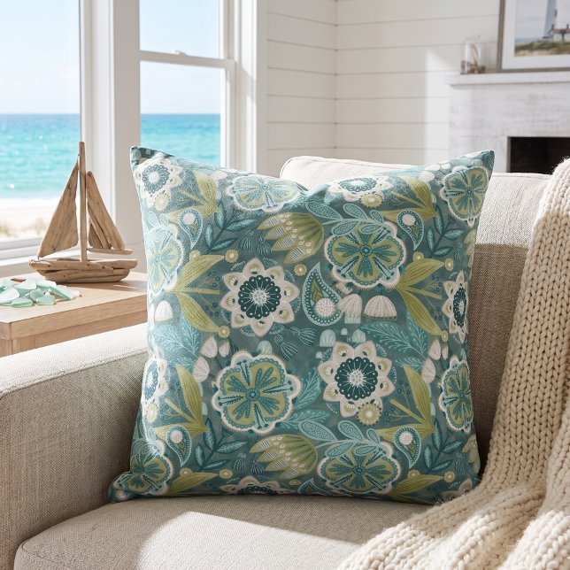 Almofada Padrão Botânico Boho Floral (Criador carregado)