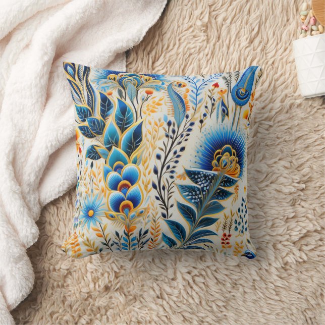 Almofada Padrão Botânico de Aves Exóticas Chinoiserie (5) (Cobertor)