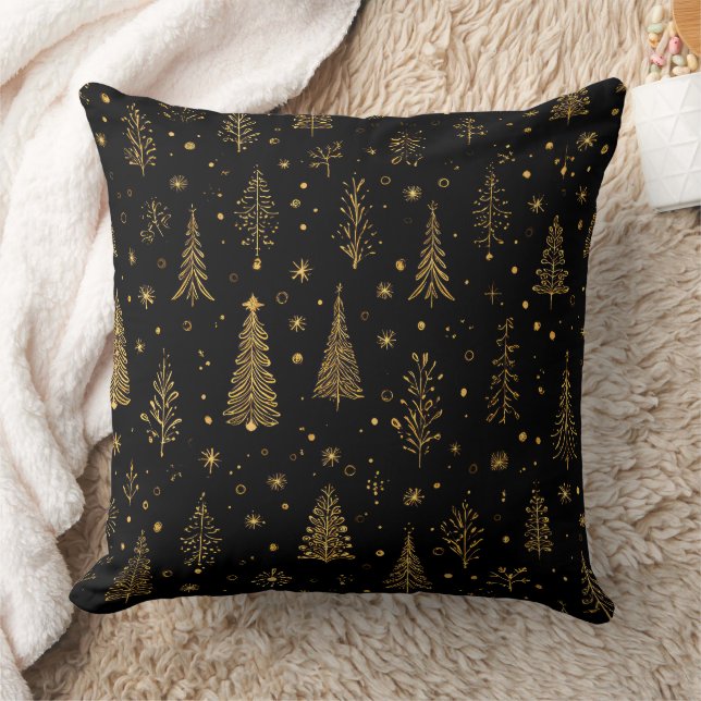 Almofada Padrão Botânico de Natal de Outono Dourado (2) (Cobertor)