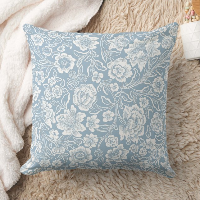 Almofada Padrão Botânico Floral Branco (Cobertor)