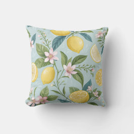 Almofada Padrão Botânico Floral de Limão Fresco