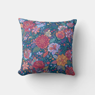 Almofada Padrão Botânico Floral Escuro com G Vintage Mal-hu
