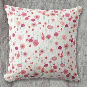 Almofada Padrão Botânico Floral Rosa