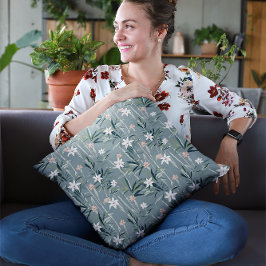 Almofada Padrão botânico japonês de flores congeladas