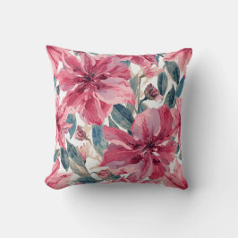 Almofada Padrão Botânico Tropical Rosa Negrito