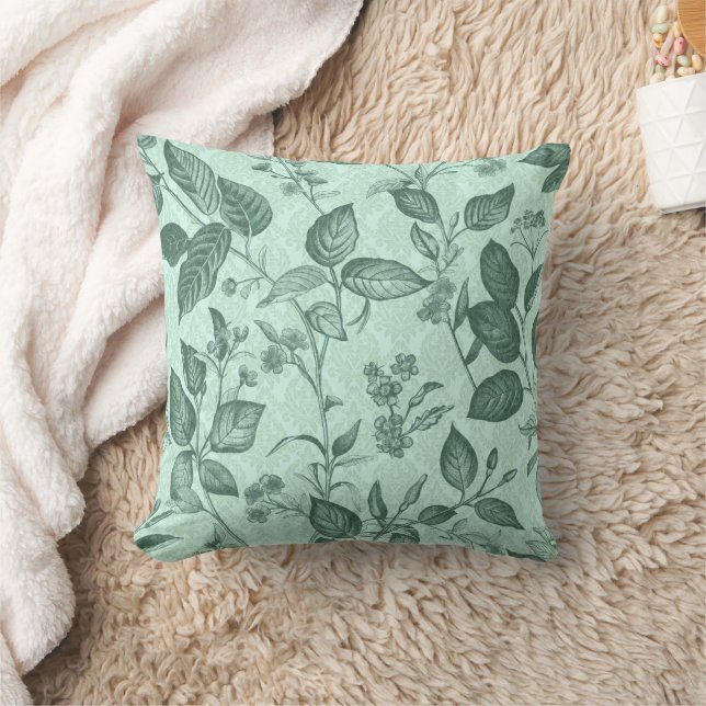Almofada Padrão botânico verde (Cobertor)