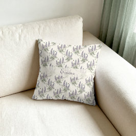 Almofada Padrão Botânico Vintage Elegante de Lupino e Abelh