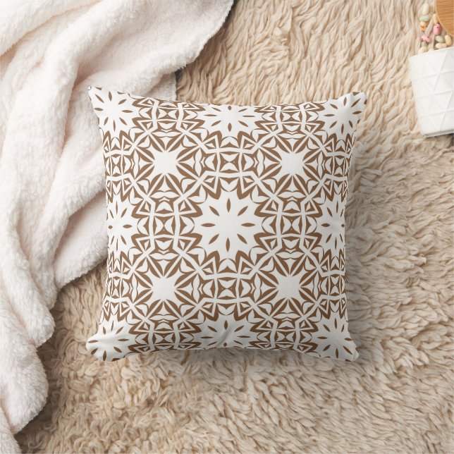 Almofada Padrão Branco Boho Brown (Cobertor)