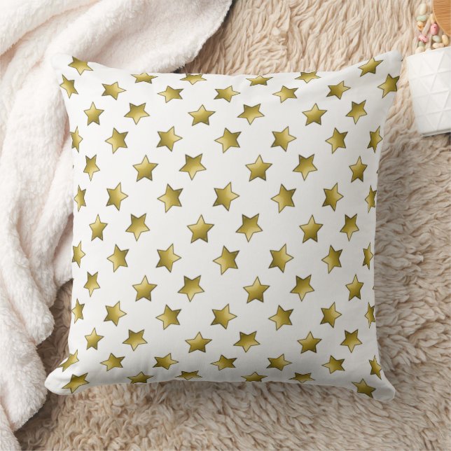 Almofada Padrão branco das estrelas douradas Elegantes (Cobertor)
