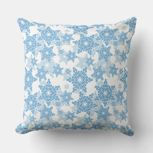 Almofada Padrão branco e floco de neve azul sem costura