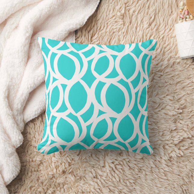 Almofada Padrão Branco e Teal Moderno Abstrato (Cobertor)