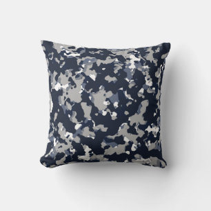 Almofada Padrão Camuflado Azul Cinza Branco