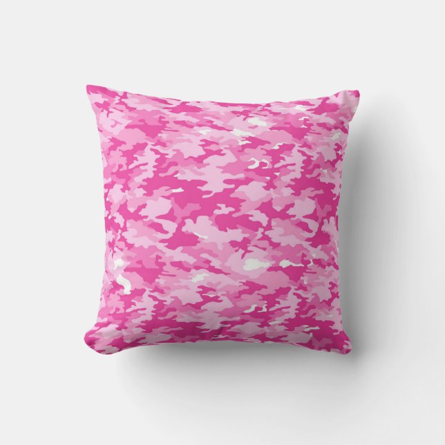 Almofada Padrão Camuflagem Rosa – Conscientização sobre o C (Frente)