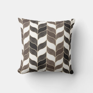 Almofada Padrão Castanho Negro Herringbone desenhado à mão