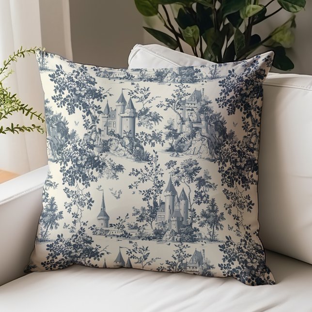 Almofada Padrão Castelo Real Toile de Jouy (Criador carregado)