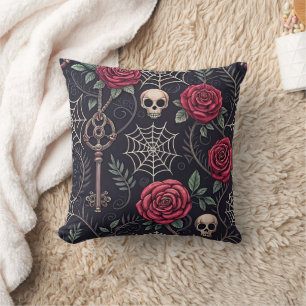 Almofada Padrão Celestial Floral Caveira Gótica (4)