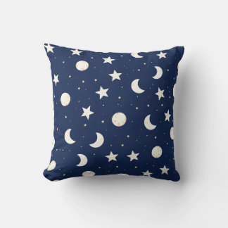 Almofada Padrão Celestial Whimsical de Luas e Estrelas