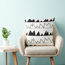Almofada Padrão Chevron preto e branco