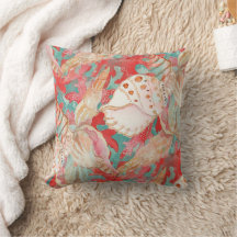 Padrão Chic Aqua Turquoise Coral Red Seashells