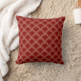 Almofada Padrão Chinês Tradicional Vermelho e Dourado