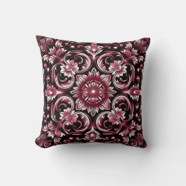 Almofada Padrão Chique de Art Nouveau Gótico Burgundy Elega