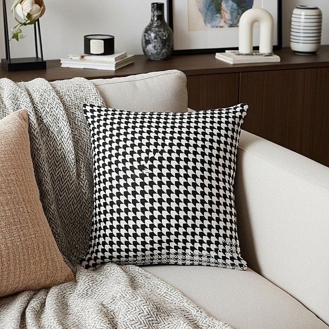 Almofada Padrão clássico de xadrez preto (Criador carregado)