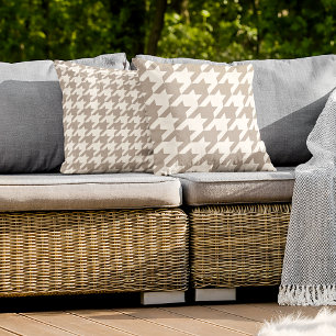 Almofada Padrão Clássico Neutro de Ivory Taupe Houndstooth
