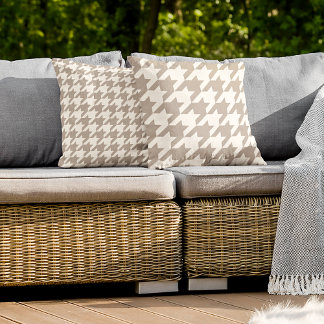 Almofada Padrão Clássico Neutro de Ivory Taupe Houndstooth